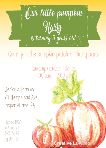 Pumpkin Patch Fall Flat Invitation