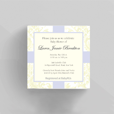 Damask Cream Square Baby Shower Invitation