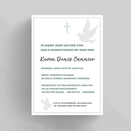 Doves in Flight Baptism Christening Invitation