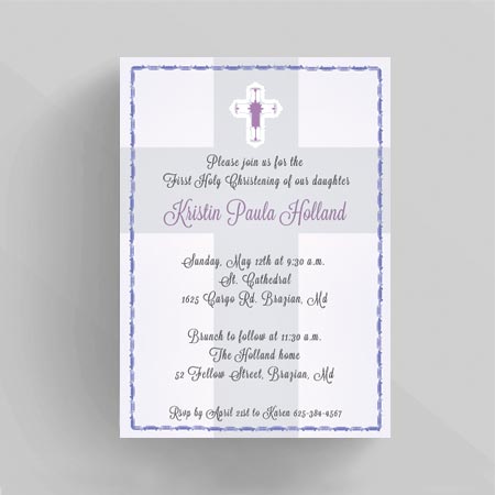 French Lavender Baptism or Christening Invitation