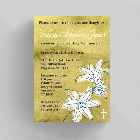 White Lil Baptism or Christening Invitation