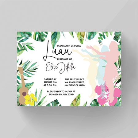 Luau Hula Dancer Party Invitation