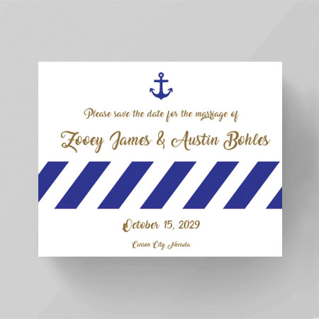 Navy Stripes Save the Date Invitation