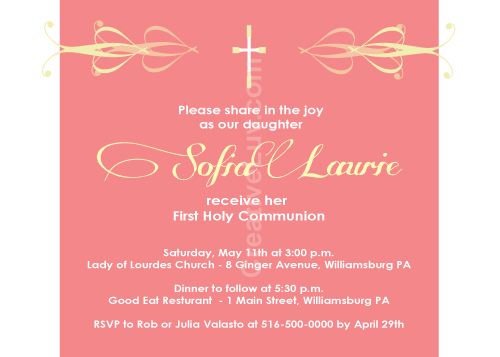 Blushing Coral Communion Invitation