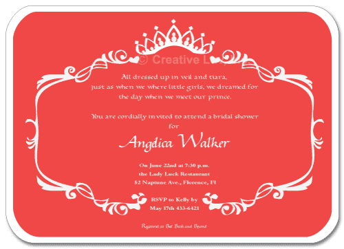 Tiara Bridal Shower Invitation